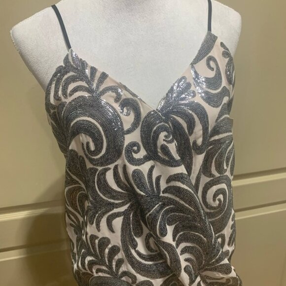 NWT! 1. State “Midnight Soirée” Sequin Strappy Blouse M - Picture 2 of 9